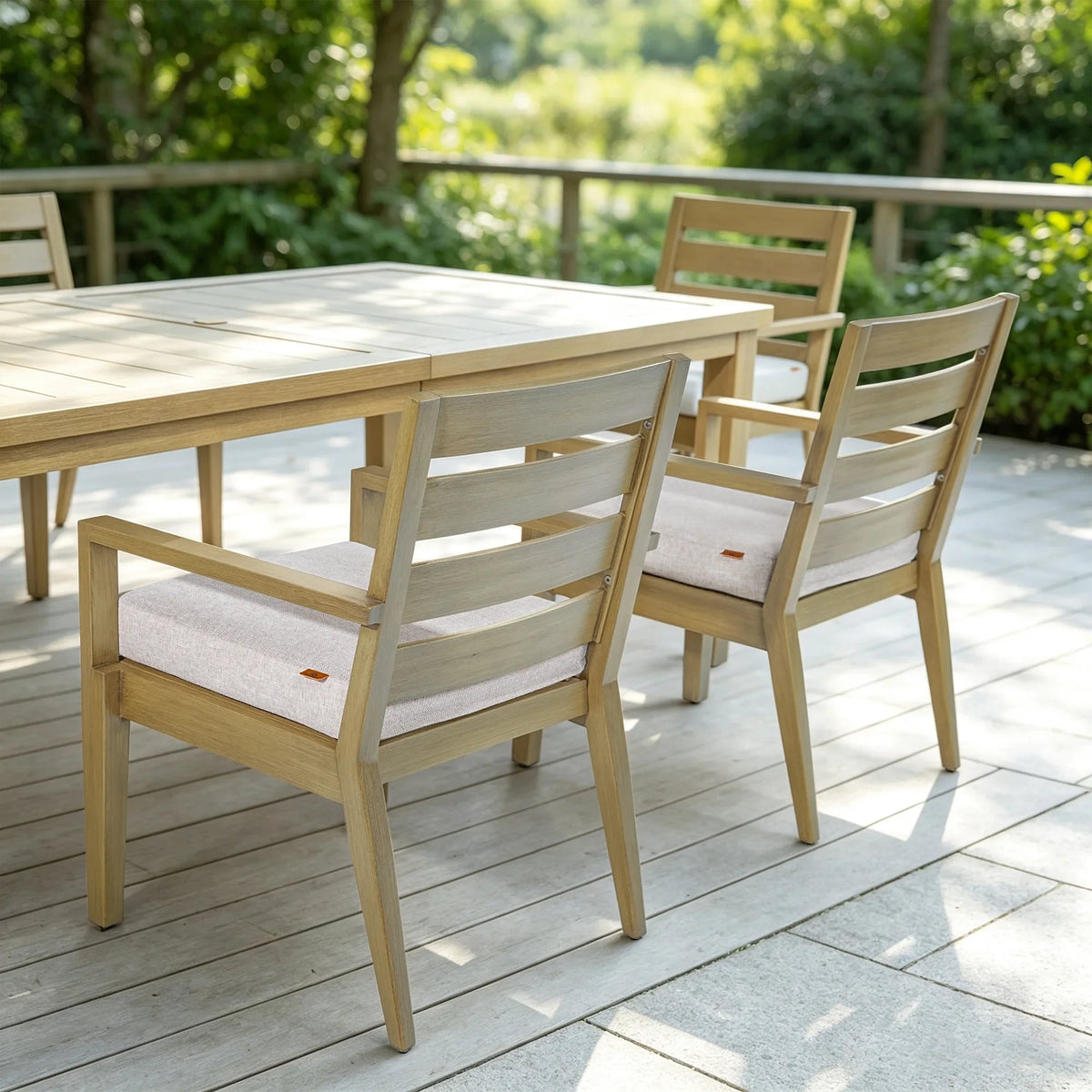 Alcudia Aluminum Patio Dining Chairs Set of 2 with Hand-Brushed Oak Finish