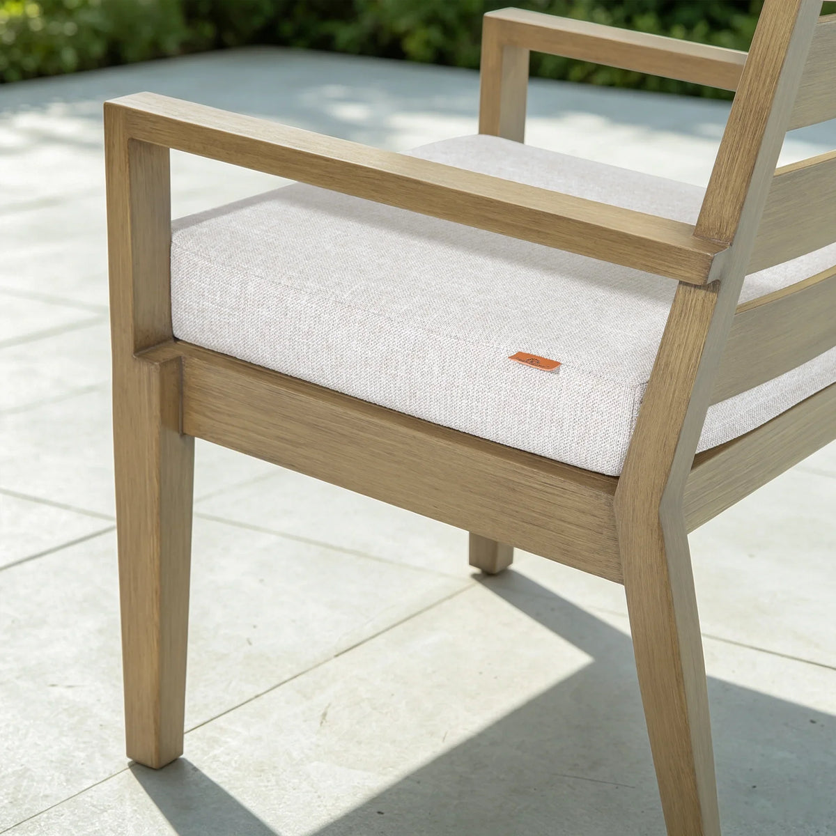 Alcudia Aluminum Patio Dining Chairs Set of 2 with Hand-Brushed Oak Finish