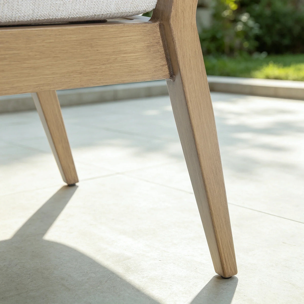Alcudia Aluminum Patio Dining Chairs Set of 2 with Hand-Brushed Oak Finish