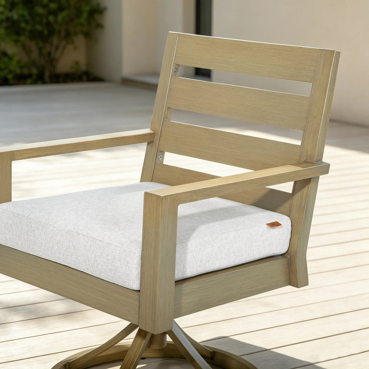Alcudia 360° Swivel Rocker Outdoor Dining Chairs Set of 2 – Hand-Brushed Oak Finish