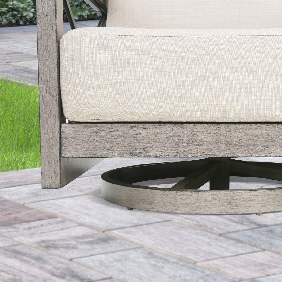Marindo 3 Pieces Aluminum Patio Swivel Seating Set with Side Table