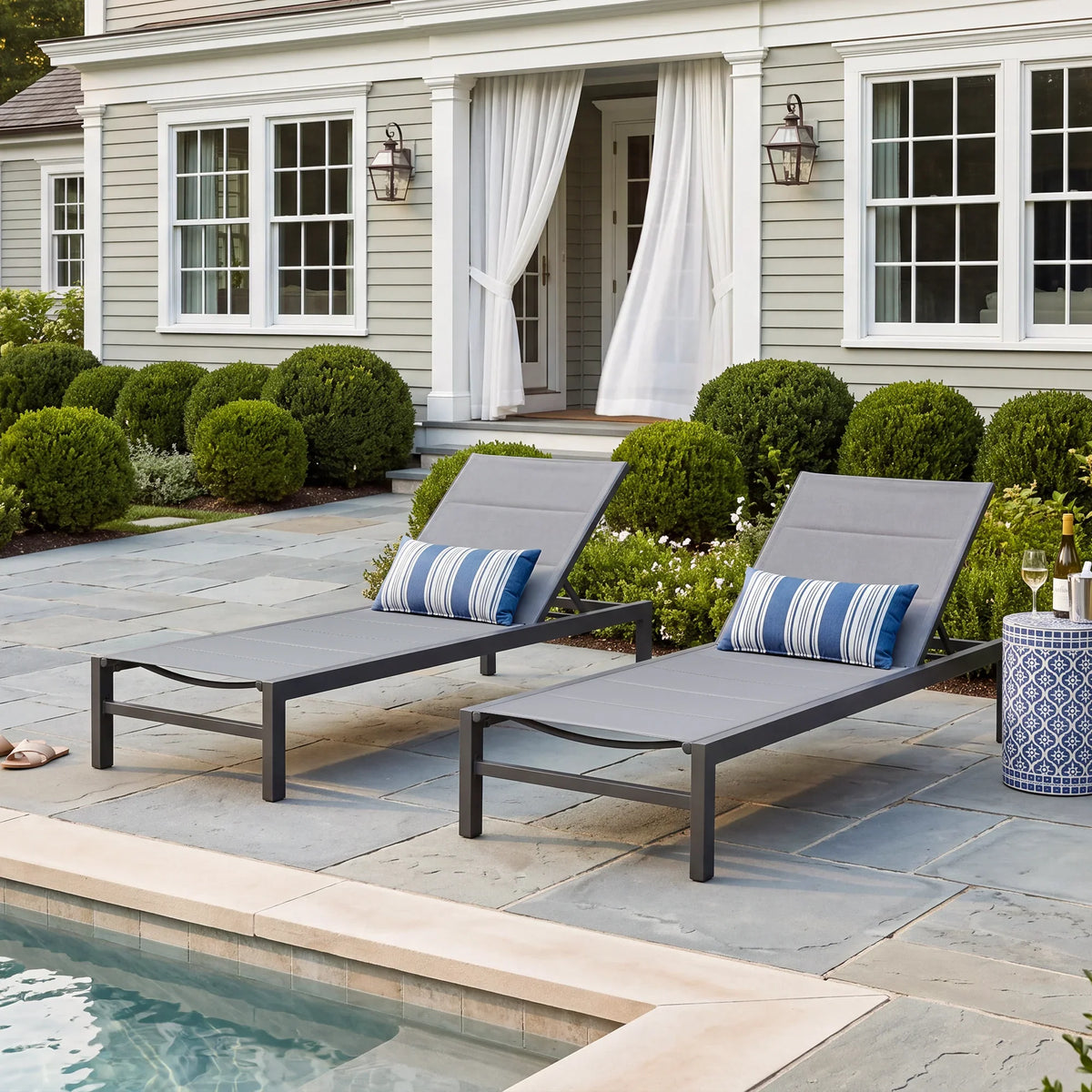 PEAKHOME Outdoor Chaie Lounges with Wheels and Quick Dry Foam Set of 2