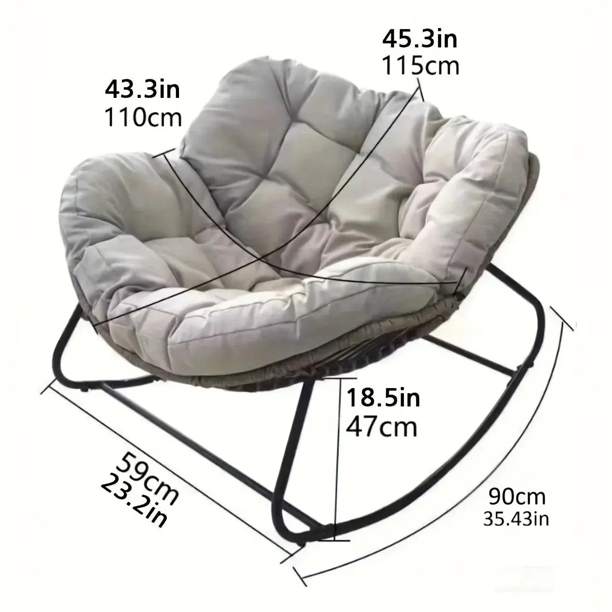 Outdoor Papasan Rocking Chair with Weather-Resistant Cushions