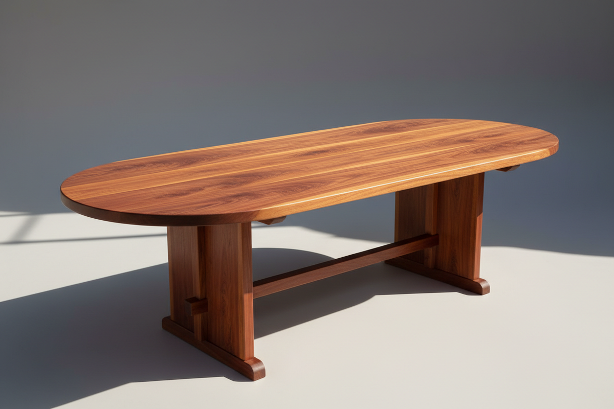 Farmhouse Oval Redwood Dining Table