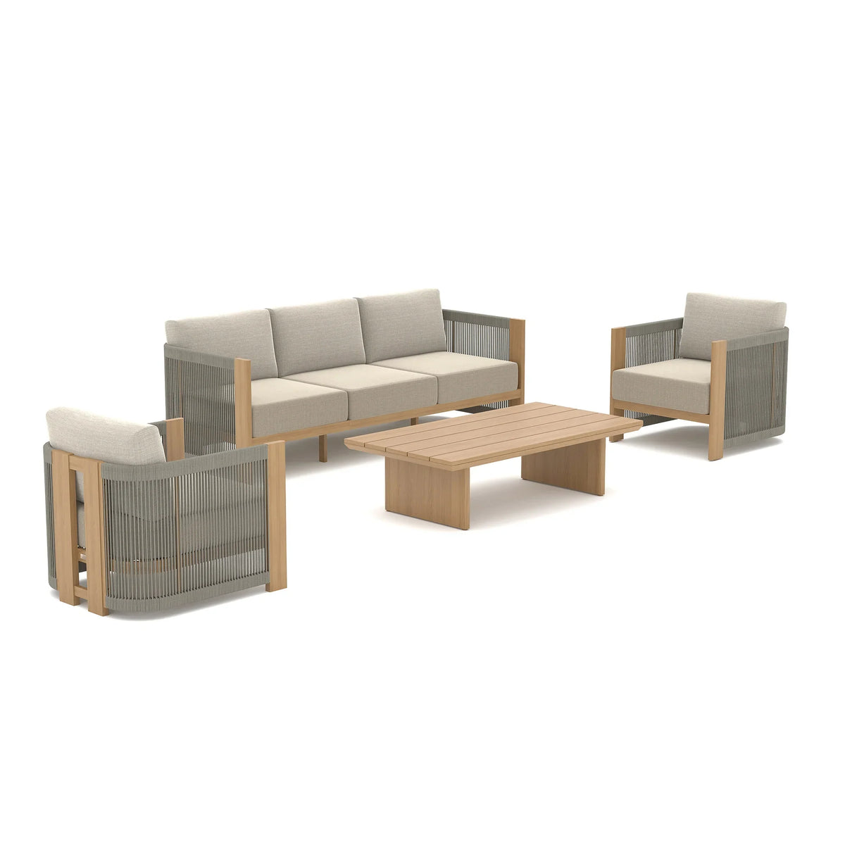 Positano 4-Piece Aluminum & Outdoor Rope Conversation Set with with Sunbrella® Cushions