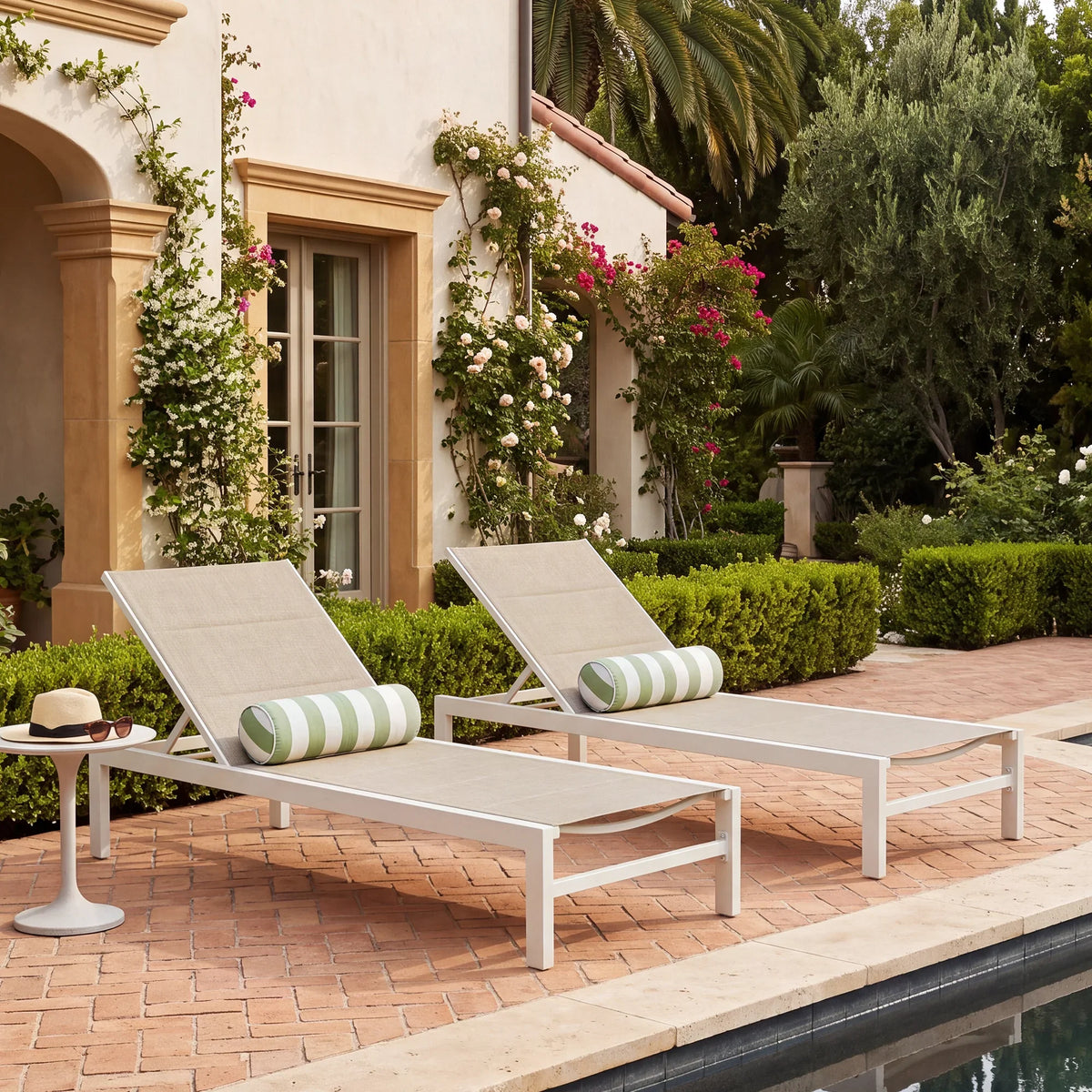 PEAKHOME Outdoor Chaie Lounges with Wheels and Quick Dry Foam Set of 2