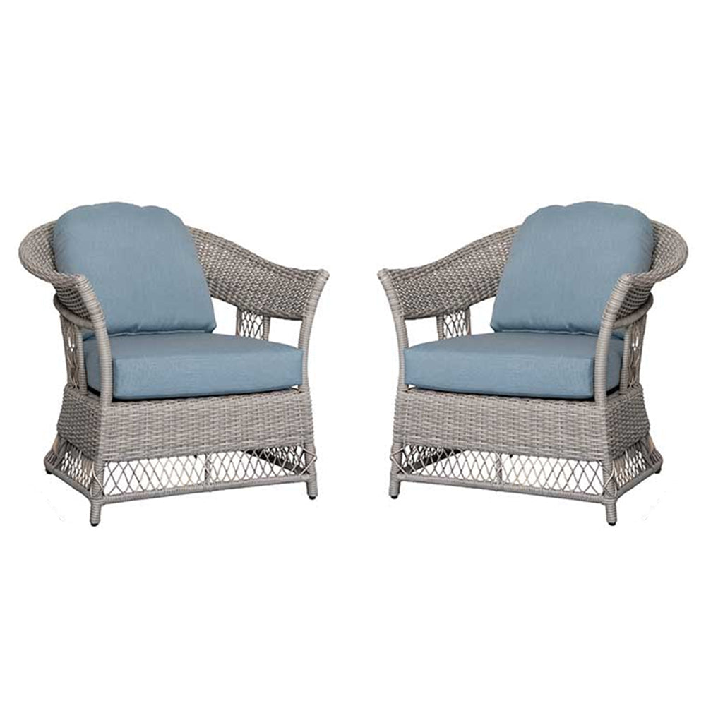 2 Shell Aluminum & Rattan Stationary Chair