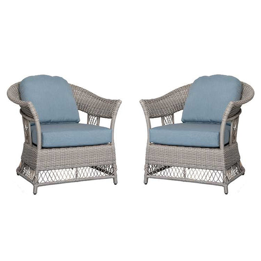 2 Shell Aluminum & Rattan Stationary Chair