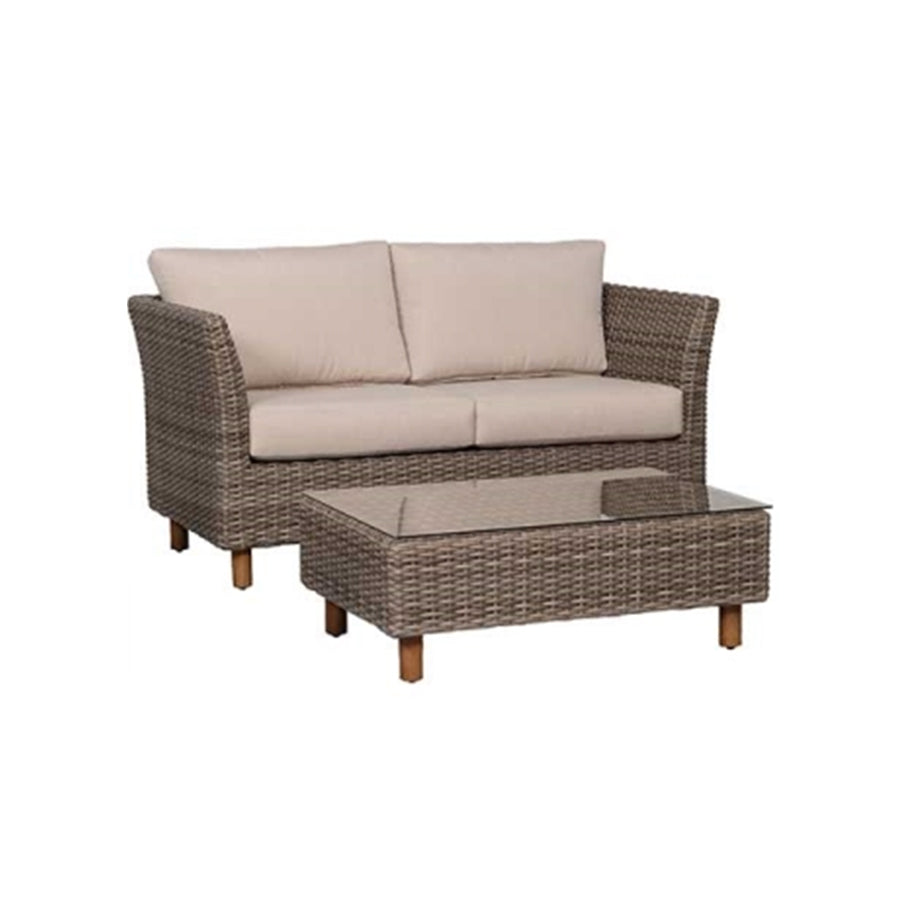 Orlando Wicker Loveseat & Coffee Table Set